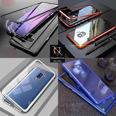 Samsung Galaxy A10 Cover - Blue - Luxury HQ Magnetic Back Glass Case - No Glass On Screen Side