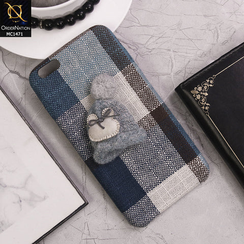 iPhone 6s Plus / 6 Plus Cover- Blue - Trendy Check Texture Febric With Cute Warm Hat Case