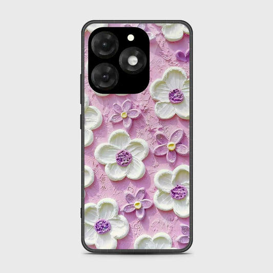 itel A70 Cover - Floral Series - Design 4 - Purple & White - HQ Premium Shine Durable Shatterproof Case