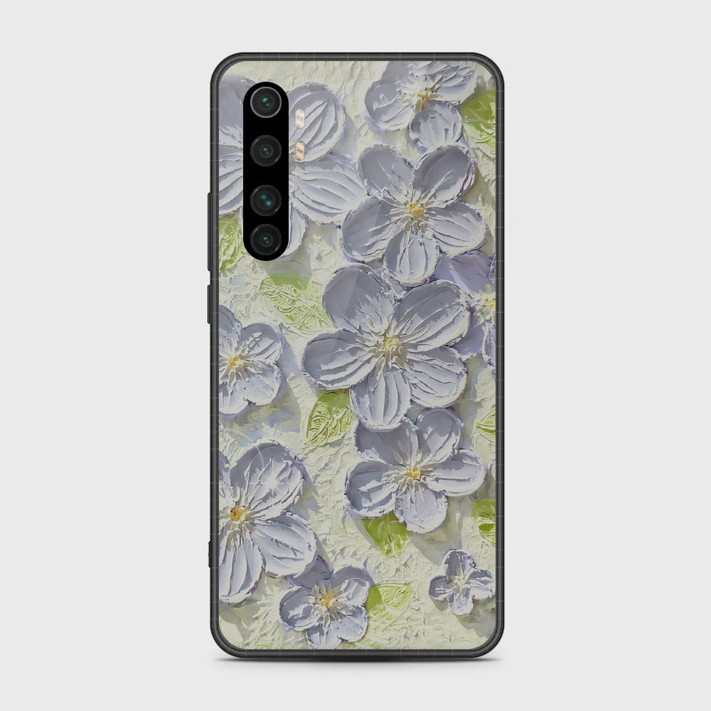 Xiaomi Mi Note 10 Lite Cover - Floral Series - Design 12 - Grey & Green - HQ Premium Shine Durable Shatterproof Case