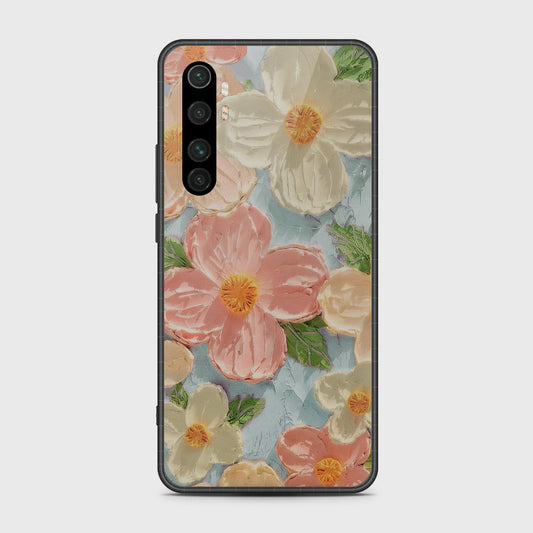 Xiaomi Mi Note 10 Lite Cover - Floral Series - Design 16 - Cyan & Pink - HQ Premium Shine Durable Shatterproof Case