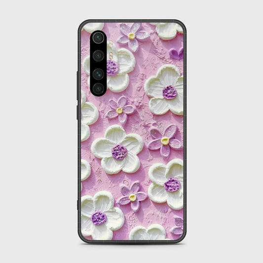 Xiaomi Mi Note 10 Lite Cover - Floral Series - Design 4 - Purple & White - HQ Premium Shine Durable Shatterproof Case