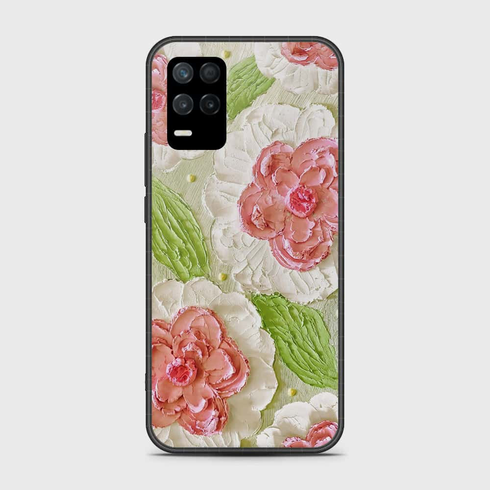 Realme V13 5G Cover - Floral Series - Design 13 - Offwhite & Green - HQ Premium Shine Durable Shatterproof Case