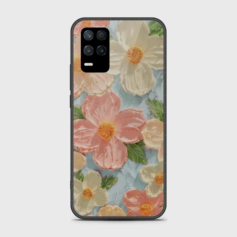 Realme V13 5G Cover - Floral Series - Design 16 - Cyan & Pink - HQ Premium Shine Durable Shatterproof Case