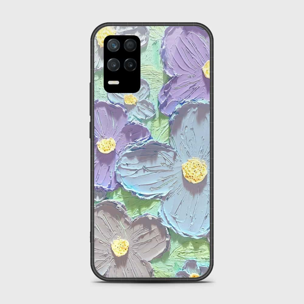 Realme Narzo 30 5G Cover - Floral Series - Design 1 - Purple & Aqua - HQ Premium Shine Durable Shatterproof Case