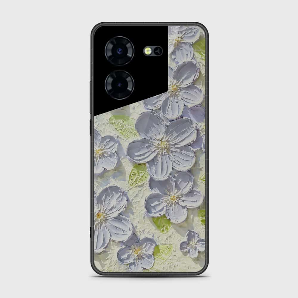 Tecno Pova 5 Cover - Floral Series - Design 12 - Grey & Green - HQ Premium Shine Durable Shatterproof Case