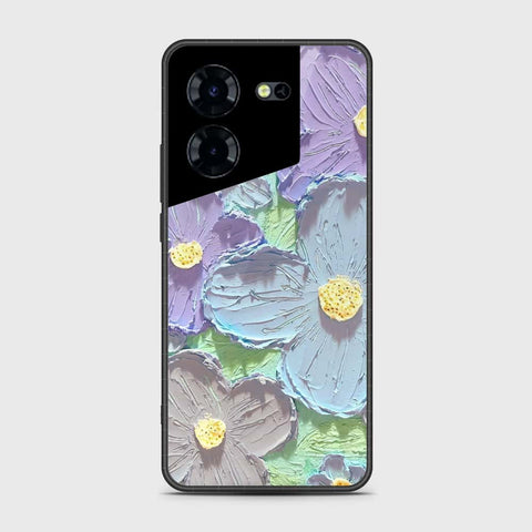 Tecno Pova 5 Cover - Floral Series - Design 1 - Purple & Aqua - HQ Premium Shine Durable Shatterproof Case