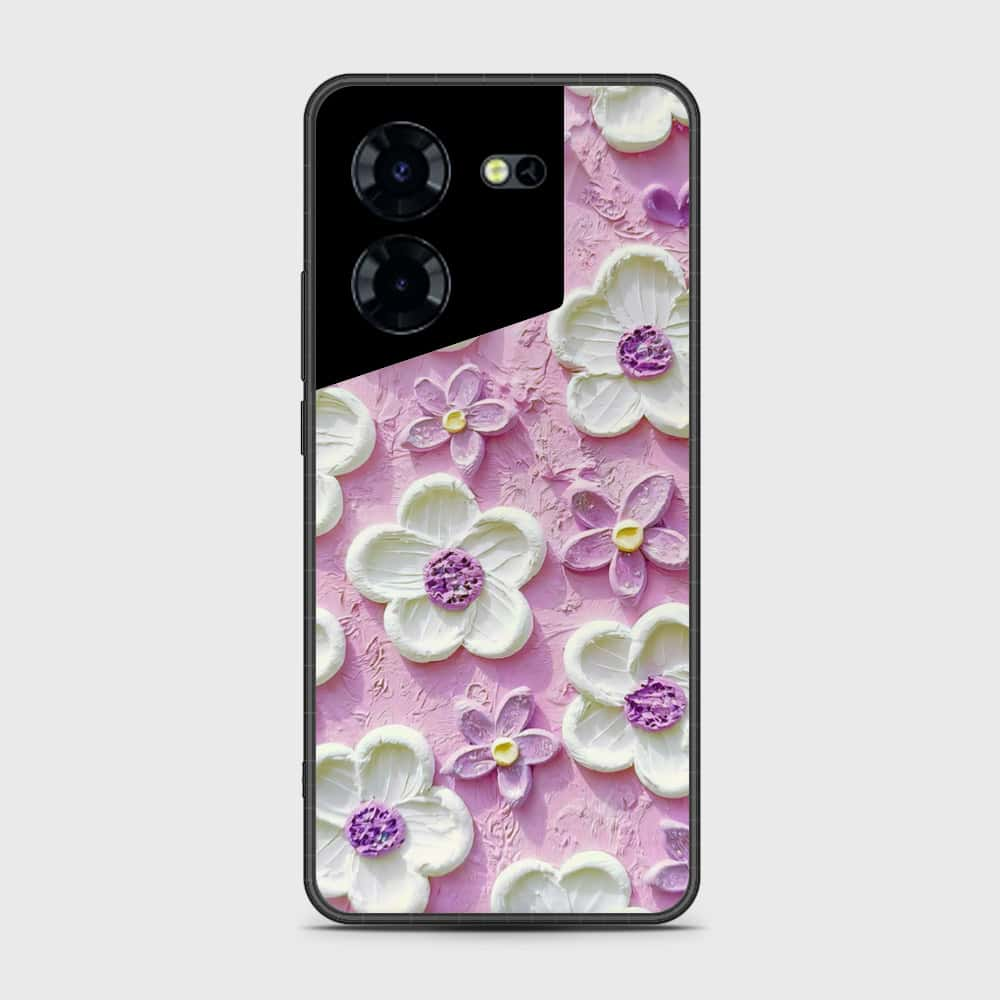 Tecno Pova 5 Cover - Floral Series - Design 4 - Purple & White - HQ Premium Shine Durable Shatterproof Case