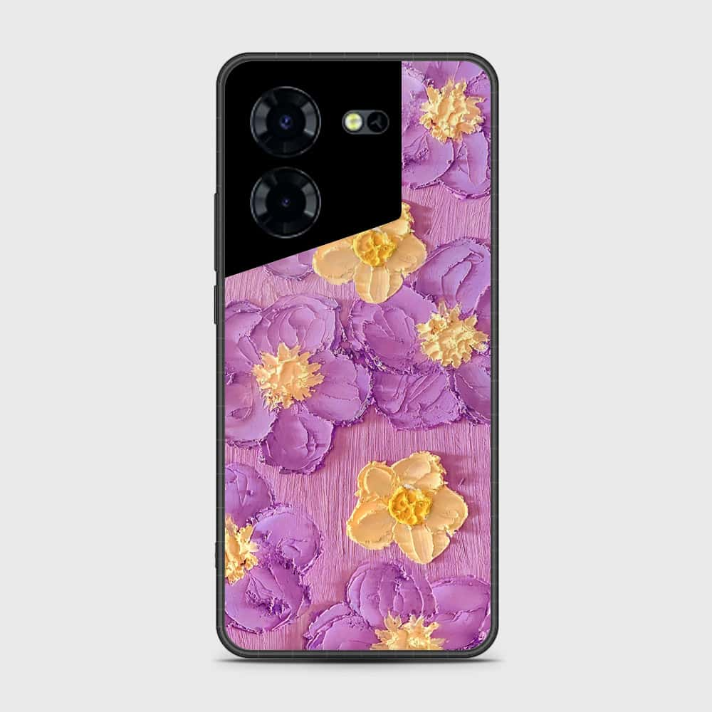 Tecno Pova 5 Cover - Floral Series - Design 8 - Purple & Yellow - HQ Premium Shine Durable Shatterproof Case