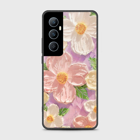 Realme C65 Cover - Floral Series - Design 11 - White & Green - HQ Premium Shine Durable Shatterproof Case