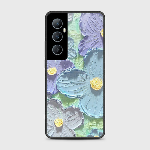 Realme C65 Cover - Floral Series - Design 1 - Purple & Aqua - HQ Premium Shine Durable Shatterproof Case