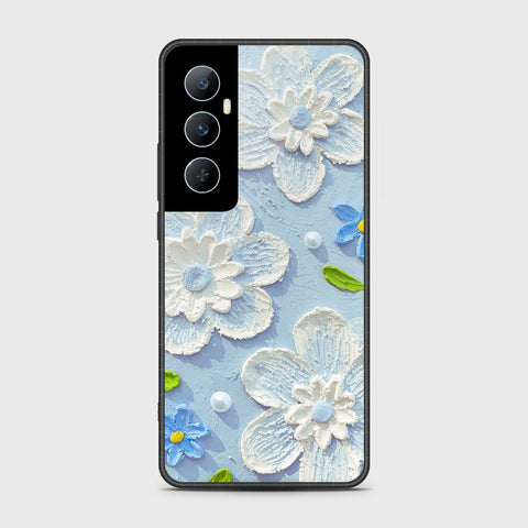 Realme C65 Cover - Floral Series - Design 3 - Sky Blue - HQ Premium Shine Durable Shatterproof Case