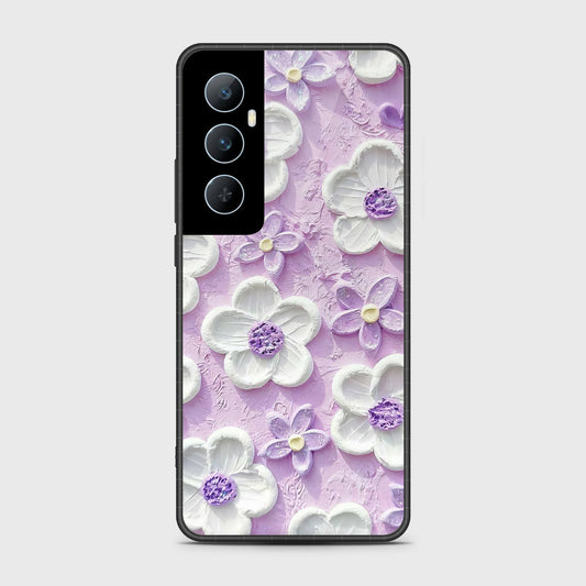 Realme C65 Cover - Floral Series - Design 4 - Purple & White - HQ Premium Shine Durable Shatterproof Case