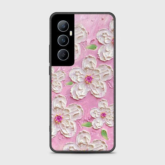 Realme C65 Cover - Floral Series - Design 5 - Pink & White - HQ Premium Shine Durable Shatterproof Case