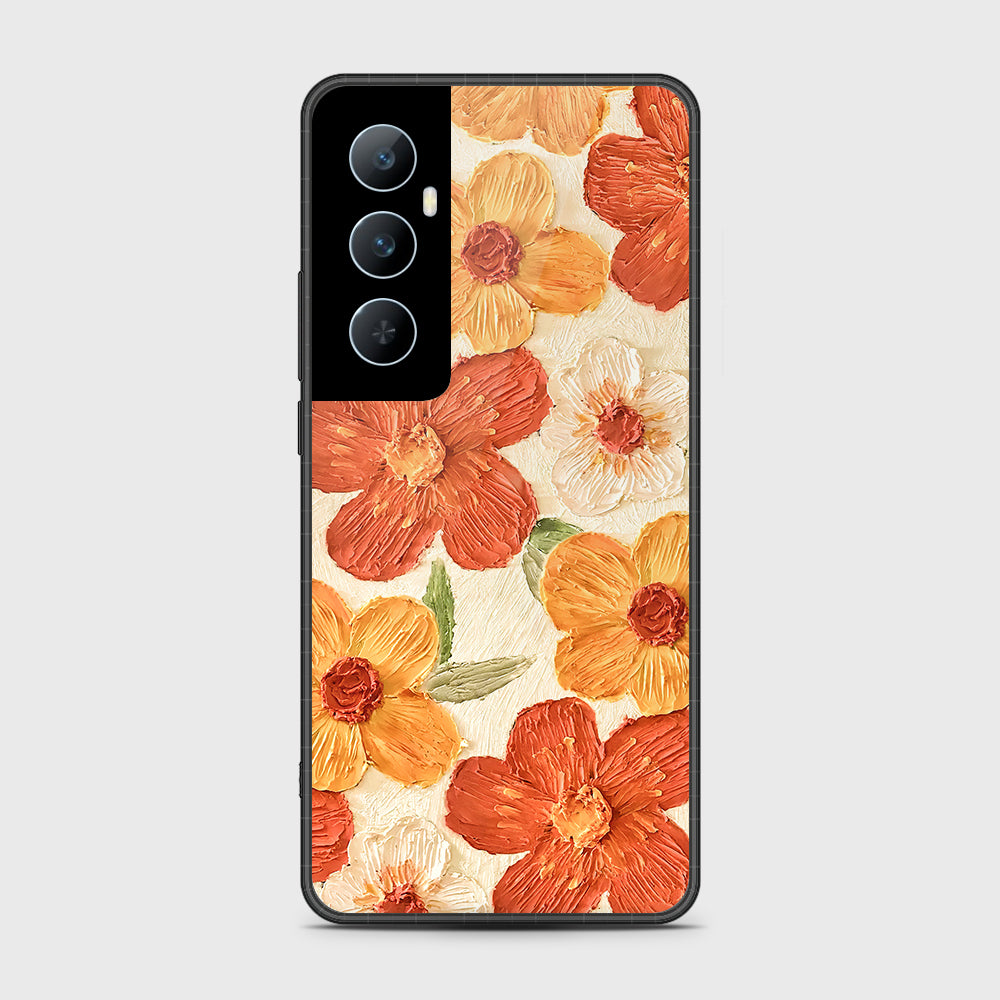 Realme C65 Cover - Floral Series - Design 6 - Red & Orange - HQ Premium Shine Durable Shatterproof Case