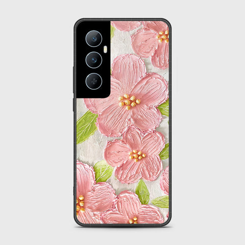 Realme C65 Cover - Floral Series - Design 9 - Pink & Green - HQ Premium Shine Durable Shatterproof Case