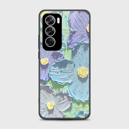 Oppo Reno 12 Cover - Floral Series - Design 1 - Purple & Aqua - HQ Premium Shine Durable Shatterproof Case