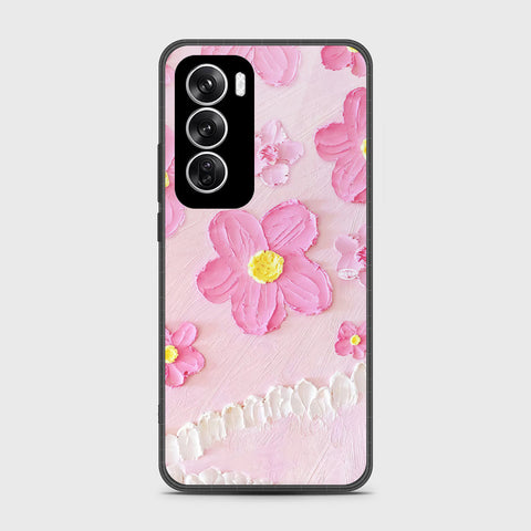 Oppo Reno 12 Cover - Floral Series - Design 2 - Pink - HQ Premium Shine Durable Shatterproof Case