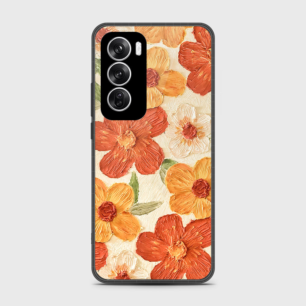 Oppo Reno 12 Cover - Floral Series - Design 6 - Red & Orange - HQ Premium Shine Durable Shatterproof Case