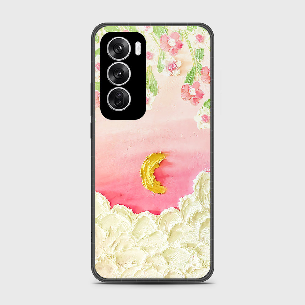 Oppo Reno 12 Cover - Floral Series - Design 7 - Pink & Yellow - HQ Premium Shine Durable Shatterproof Case