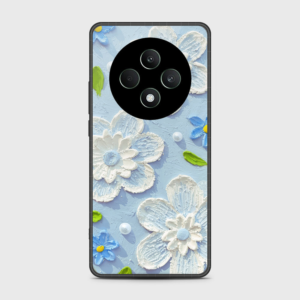 Oppo Reno 12F Cover - Floral Series - Design 3 - Sky Blue - HQ Premium Shine Durable Shatterproof Case