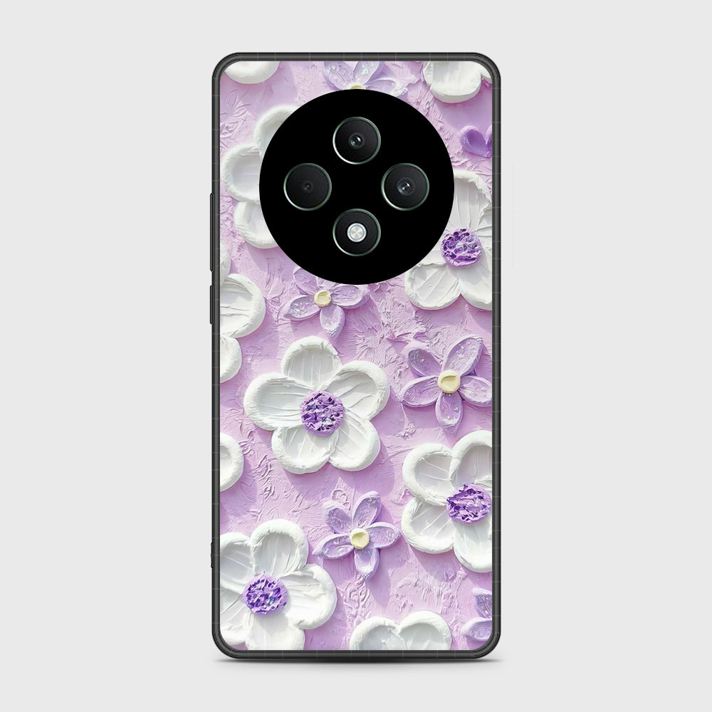 Oppo Reno 12F Cover - Floral Series - Design 4 - Purple & White - HQ Premium Shine Durable Shatterproof Case