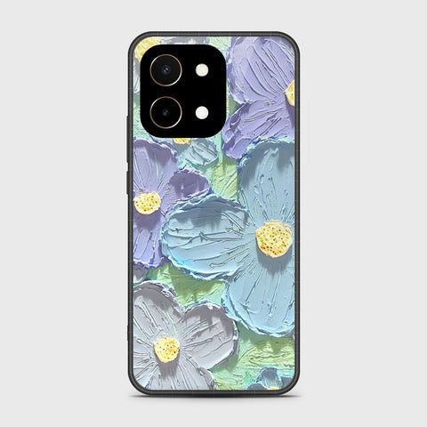 Vivo Y28 4G Cover - Floral Series - Design 1 - Purple & Aqua - HQ Premium Shine Durable Shatterproof Case