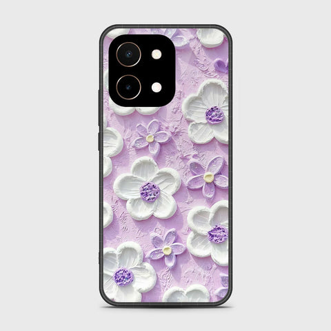 Vivo Y28 4G Cover - Floral Series - Design 4 - Purple & White - HQ Premium Shine Durable Shatterproof Case (Fast Delivery) (H)