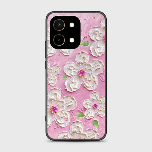 Vivo Y28 4G Cover - Floral Series - Design 5 - Pink & White - HQ Premium Shine Durable Shatterproof Case