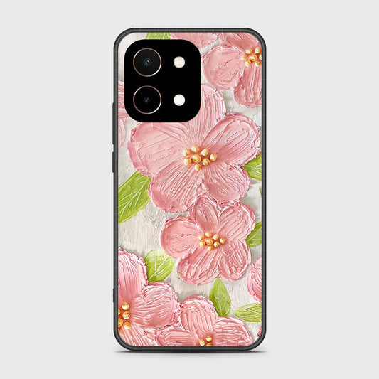 Vivo Y28 4G Cover - Floral Series - Design 9 - Pink & Green - HQ Premium Shine Durable Shatterproof Case