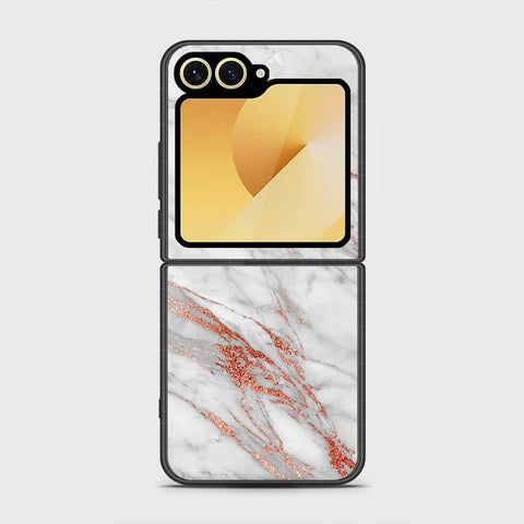 Samsung Galaxy Z Flip 6 Cover - White Marble Series - HQ Premium Shine Durable Shatterproof Case