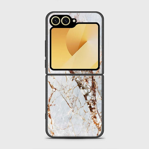 Samsung Galaxy Z Flip 6 Cover - White Marble Series - HQ Premium Shine Durable Shatterproof Case