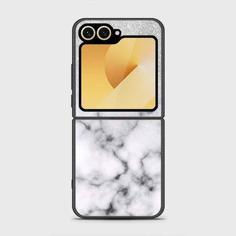 Samsung Galaxy Z Flip 6 Cover - White Marble Series - HQ Premium Shine Durable Shatterproof Case