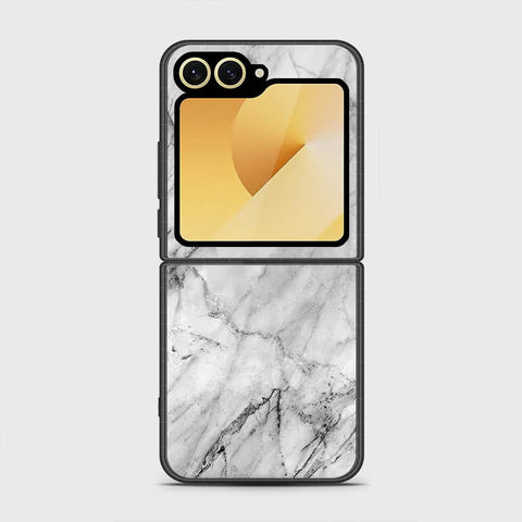 Samsung Galaxy Z Flip 6 Cover - White Marble Series - HQ Premium Shine Durable Shatterproof Case