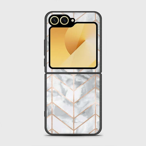 Samsung Galaxy Z Flip 6 Cover - White Marble Series 2 - HQ Premium Shine Durable Shatterproof Case