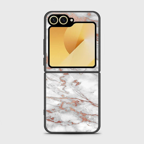 Samsung Galaxy Z Flip 6 Cover - White Marble Series 2 - HQ Premium Shine Durable Shatterproof Case