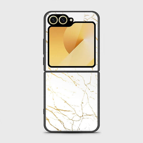 Samsung Galaxy Z Flip 6 Cover - White Marble Series 2 - HQ Premium Shine Durable Shatterproof Case