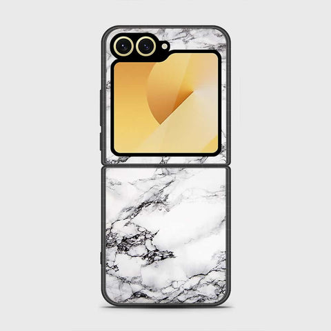 Samsung Galaxy Z Flip 6 Cover - White Marble Series - HQ Premium Shine Durable Shatterproof Case