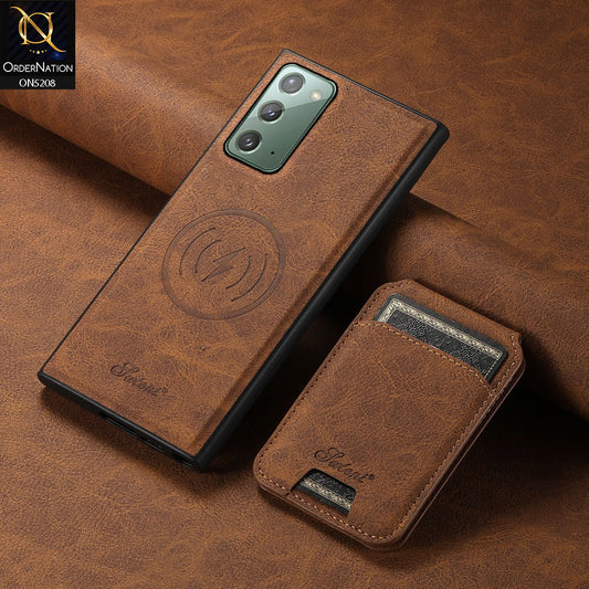 Samsung Galaxy Note 20 Cover - Brown - Luxuary Leather Case with Magnetic Wallet and Kick Stand Holder