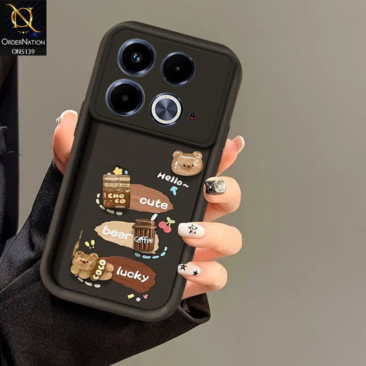 Infinix Note 40 Cover - Black - Trendy 3D Cute Cartoon And Coffee Chocolate Soft Silicon Shockproof Case With Camera Protection