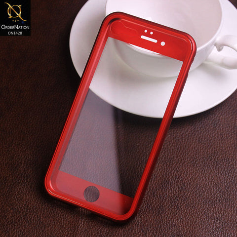 iPhone 8 / 7 Cover - Red - Latest Magnetic Case With Two-Sided Tempered Glass For Screen And Back 360 Full Protection Cover