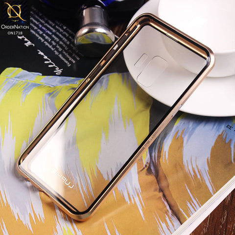 Samsung Galaxy S9 Cover - Golden - Stylish Luphie 360 Front And Back Glass Magnetic Case