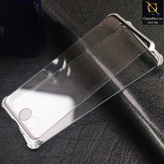 iPhone SE 2022Cover - Silver - Shock Protection Frameless Back Case Solid Tempered Glass Edging Case