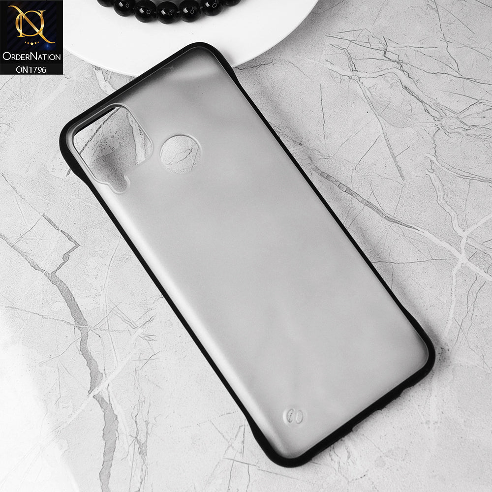 Realme C15 Cover - Black - Soft Colorful Border Semi Transparent Back Shell Case