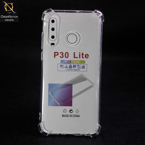 Huawei P30 Lite Cover - Transparent - Soft 4D Design Shockproof Silicone Clear Case