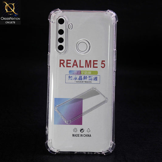 Realme 5i Cover - Transparent - Soft 4D Design Shockproof Silicone Transparent Clear Case