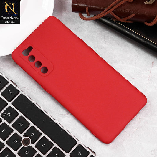 Oppo Reno 4 Pro Cover - Red - Matte Shockproof Sillica Gel Soft Case