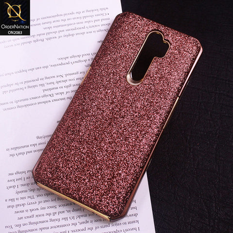 Oppo A5 2020 Cover - Brown - Bling Glitter Dual Hybrid Style Protective Case