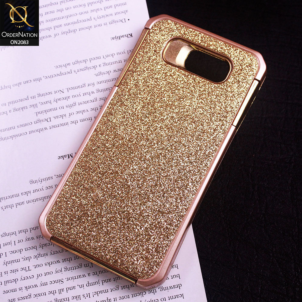 Samsung Galaxy J5 Prime Cover - Golden - Bling Glitter Dual Hybrid Style Protective Case