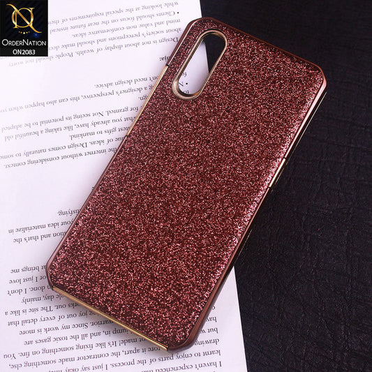 Vivo S1 Cover - Brown - Bling Glitter Dual Hybrid Style Protective Case